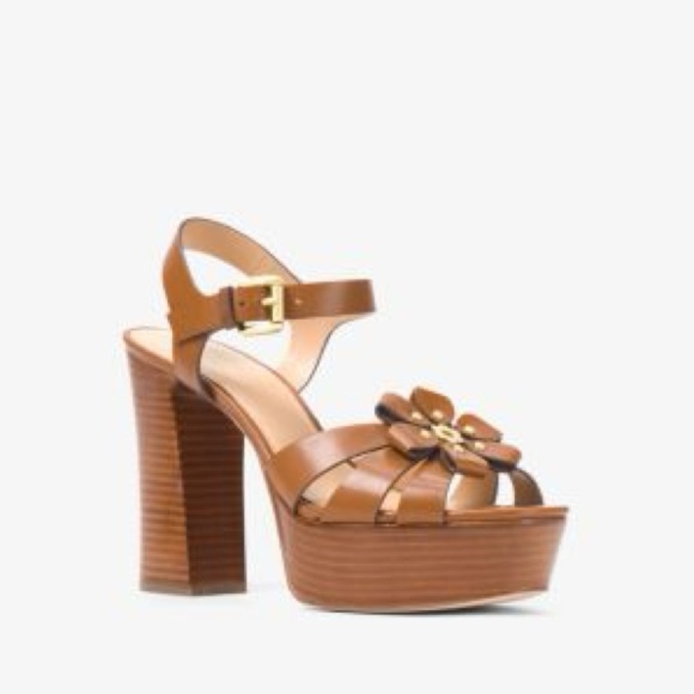 Michael Kors Brown Tara Floral Embellished Leather